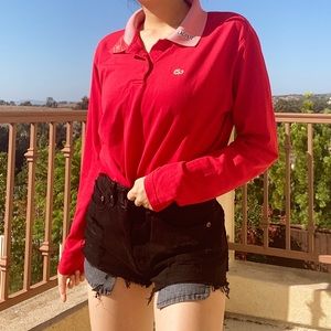 ❌ SOLD ❌ Red long-sleeved vintage Lacoste polo
